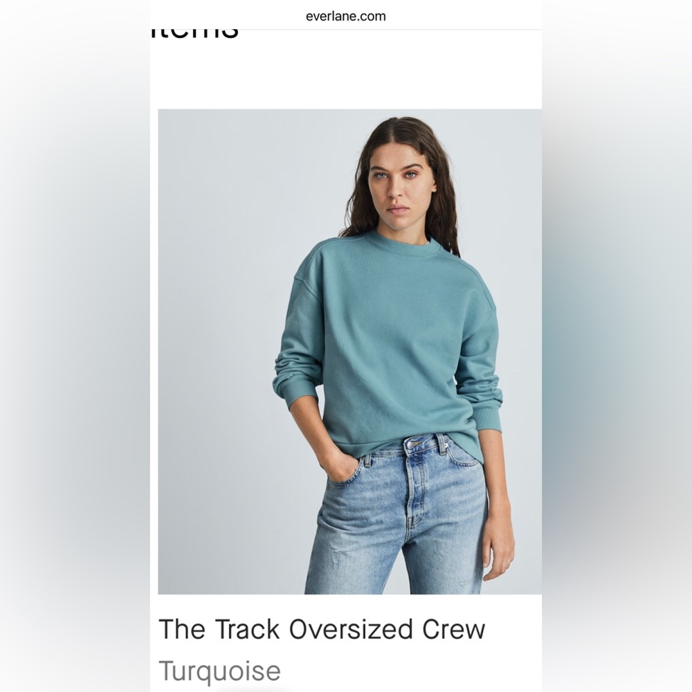 Everlane The Track Oversized Crewneck in Turquoise
